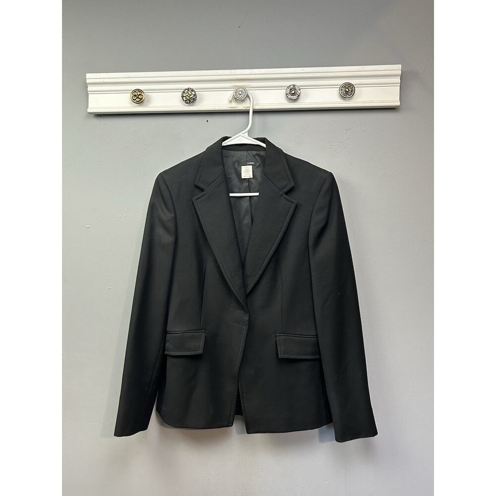 J Crew Black Blazer Wool Womens 4 One Button Classic Preppy Jacket
